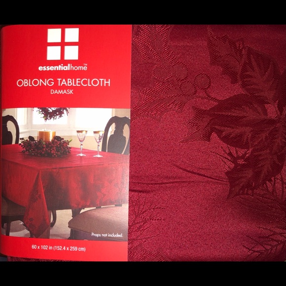 🎄NEW🎄Essential Home Damask Burgundy Tablecloth - Picture 5 of 5